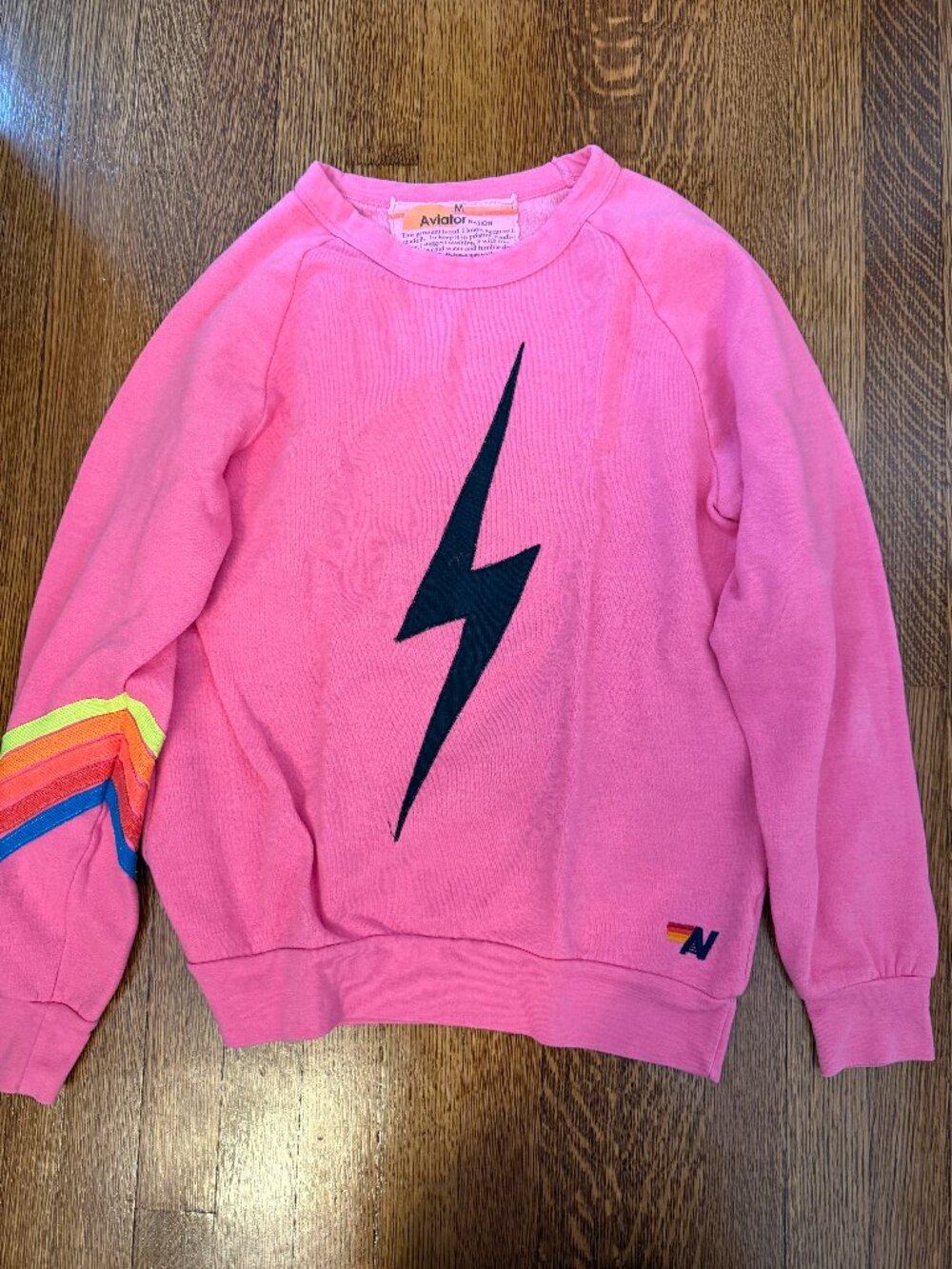 Aviator nation crew neck pink with neon stripe